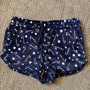 Navy Candy Cane Star Print Women's Shorts